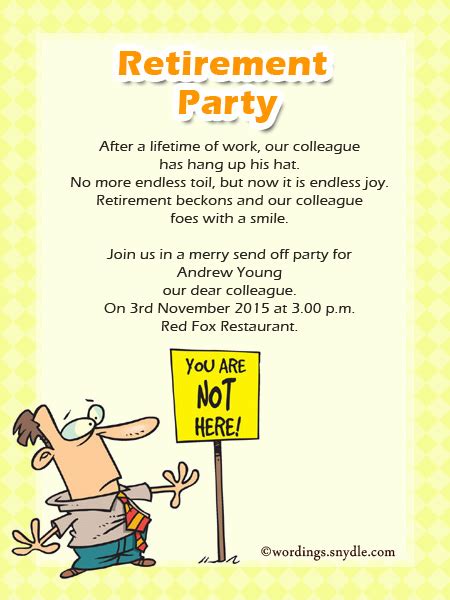 Retirement Party Invitation Wording Ideas and Samples – Wordings and ...