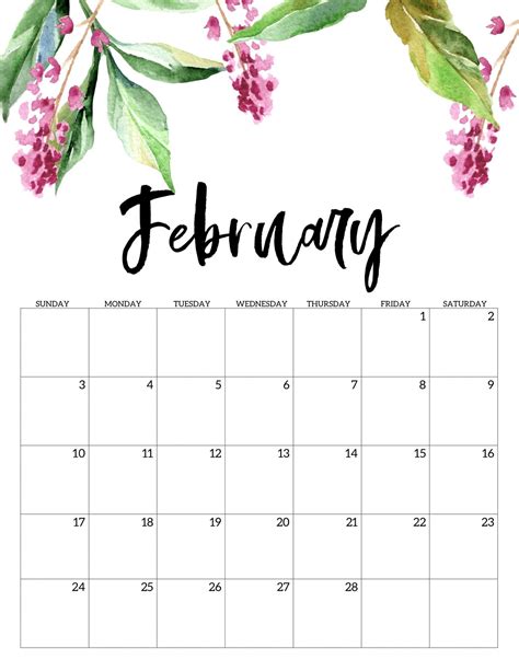 Cute February 2019 Printable Calendar #February #February2019 #February2019Calendar #February ...