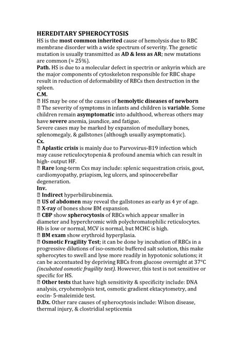 Hereditary Spherocytosis - HEREDITARY SPHEROCYTOSIS HS is the most common inherited cause of ...