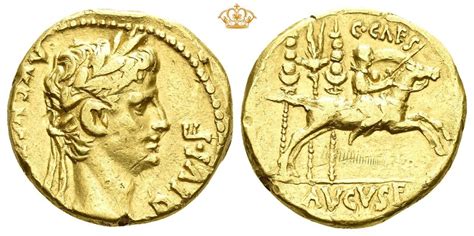 Gold coin of Emperor Augustus. He reigned in 27 BC - AD 14. | Gold coins, Silver coins, Gold and ...