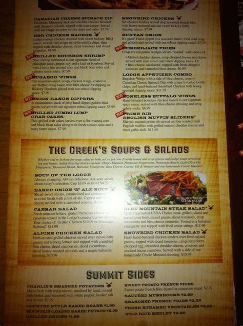 Bugaboo Creek Steak House Menu - Urbanspoon/Zomato