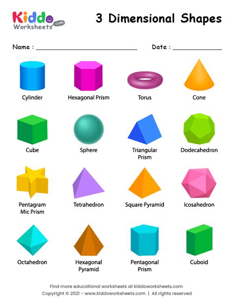 Free Printable 3D Shapes Worksheet - kiddoworksheets