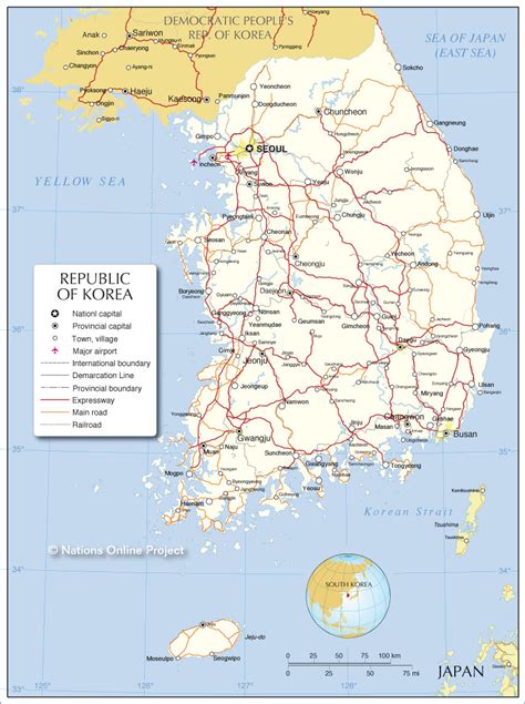 Political Map of the Republic of Korea (South Korea) - Nations Online Project