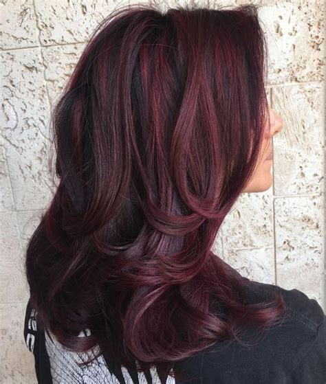 Medium Layered Hairstyle For Thick Hair in 2020 | Dark burgundy hair, Thick hair styles ...