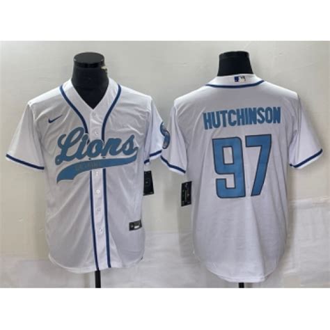 Men's Nike Detroit Lions #97 Aidan Hutchinson White Cool Base Stitched Baseball Jersey,cheap ...