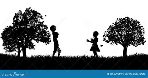 Children Playing in the Park Silhouette Stock Vector - Illustration of outdoor, brother: 156839869