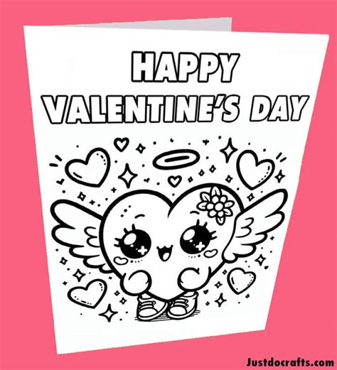 Valentine’s Day Cards to Color. Free printable - Just Do Crafts