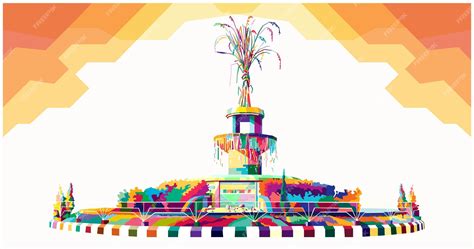 Premium Vector | Tugu padi karawang statue background vector illustration