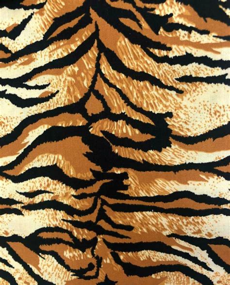 Tiger Print Cotton Fabric by the Yard, Animal Print Cotton Quilting Fabric, Exotic Tan Brown ...