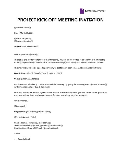 Sample Invitation Letter For Kick Off Meeting | Onvacationswall.com