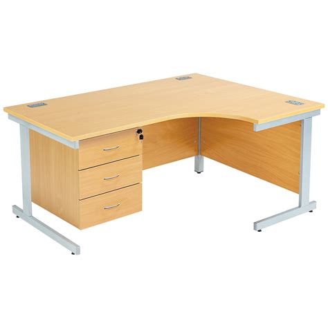 Commerce II Ergonomic Corner Office Desks With Fixed Pedestal