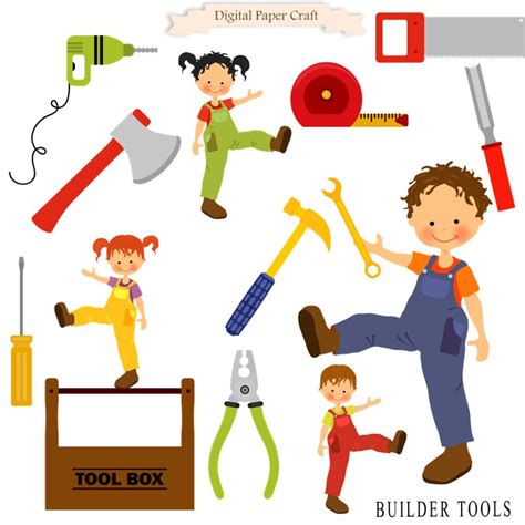 Building Tools Clipart Builder Clipart Workman Clipart Tool - Etsy