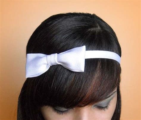 WHITE Headband with Bow Satin 1/2 Inch Band by GemdropsHeadbands, $11.00 | White headband, Hair ...