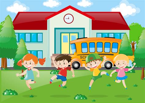 Children having fun at school 370020 Vector Art at Vecteezy