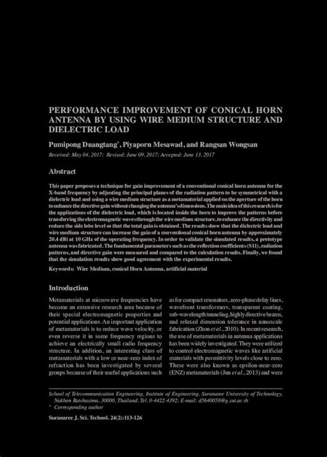 (PDF) PERFORMANCE IMPROVEMENT OF CONICAL HORN ......Design of the Conical Horn Antenna The ...