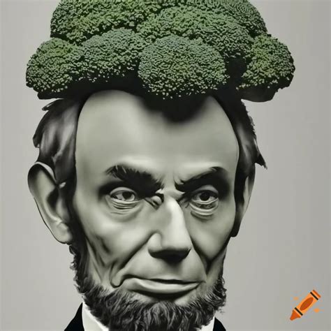 Satirical image of abraham lincoln with a broccoli head on Craiyon