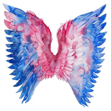 Watercolor Painting Of Pink And Blue Angel S Wing, Watercolor, Painting ...