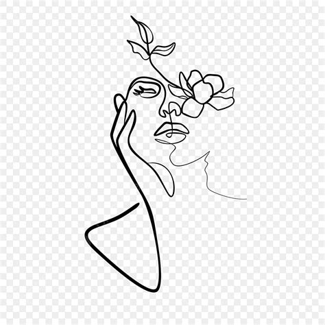 Abstract One Line Drawing Face Girl And Flower, Flower Drawing, Wing ...