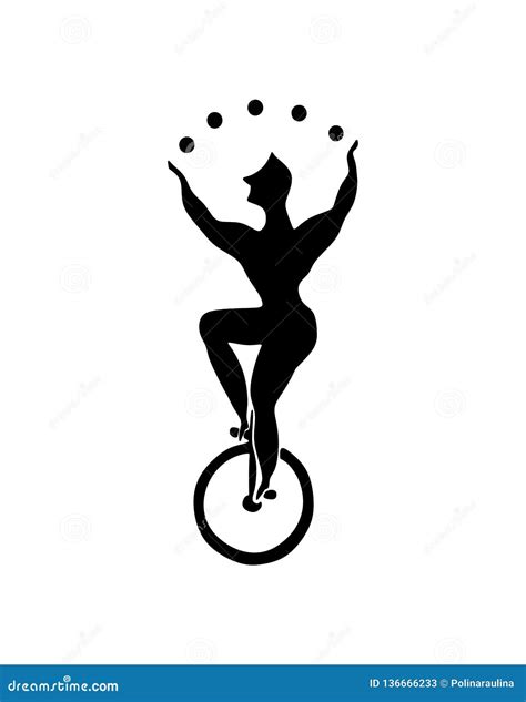 Circus.Silhouette Of An Bodybuilder Juggler On A Monocycle.. Royalty-Free Stock Photo ...