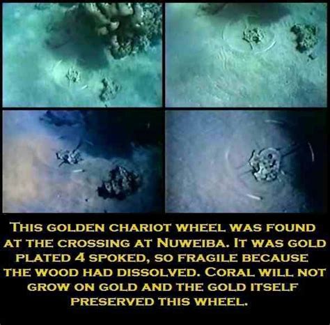 GOLD CHARIOT WHEELS BENEATH THE RED SEA.. At the location where many believe the Israelites ...