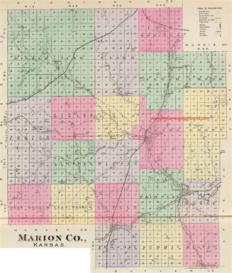 Marion County, Kansas 1887 Map | Marion county, Kansas map, Kansas