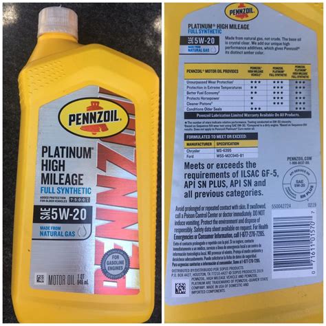 Pennzoil Platinum High Mileage Full Synthetic Engine Oil 5W-20 1 Quart Reviews