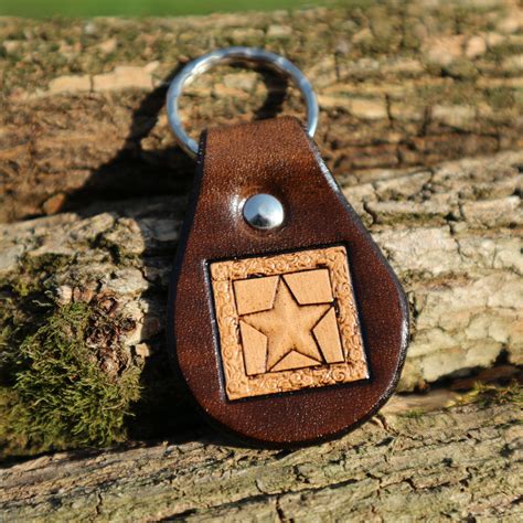 CUSTOM LEATHER KEYCHAIN with various 3D stamps, in six colors // Leather keychain // Leather ...