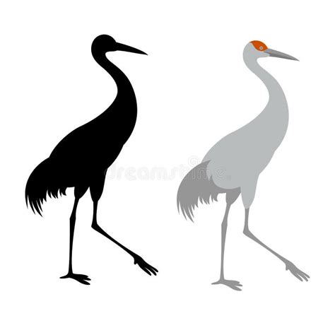 Crane Bird Black Silhouette Vector Illustration Flat Style Profile ...