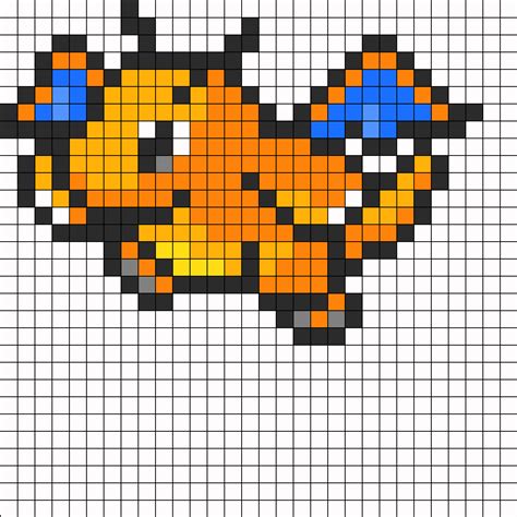 Dragonite Pokemon Sprite Kandi Pattern | Pokemon bead, Pokemon cross stitch, Pixel art pokemon