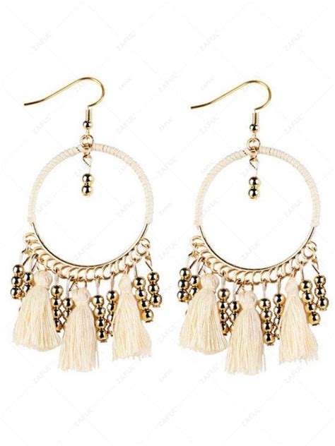 [34% OFF] 2021 Geometrical Bohemian Tassel Circle Drop Earrings In ...