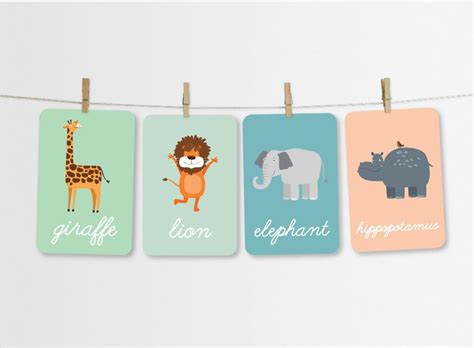 Jungle Animals Flash Cards, Printable Cards, Flashcards for Kids ...