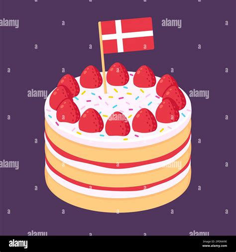 Denmark Queen's Birthday celebration, birthday cake with Danish flag ...