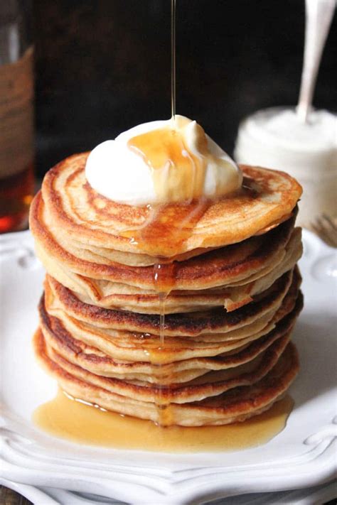 Ricotta Pancakes with Maple-Bourbon Whipped Cream - Domesticate ME