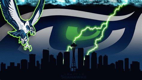 Seahawks Eagle Logo In Building Lightning Background HD Seattle Seahawks Wallpapers | HD ...