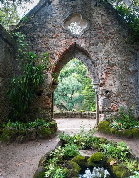 Monserrate Palace Garden with Ruins with Archway through Ruin Stone ...