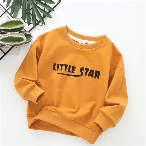 Baby Boys' Letter Little Star Printed Long Sleeve Crewneck Sweatshirt ...