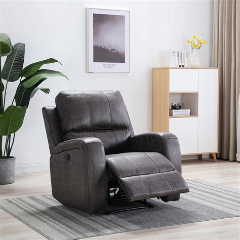 Suede Recliner with USB Charging Port Smoky Grey