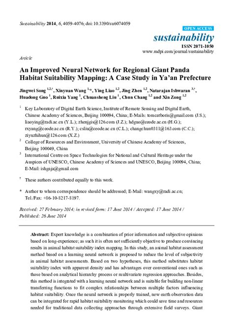 (PDF) An Improved Neural Network for Regional Giant Panda Habitat Suitability Mapping: A Case ...