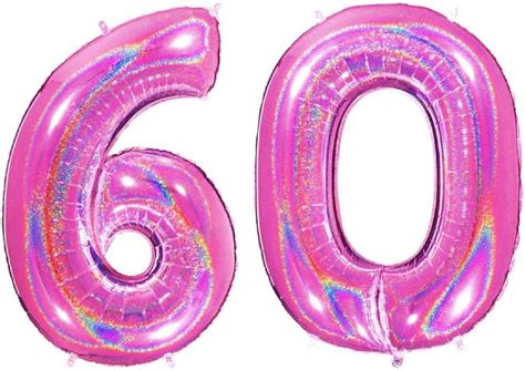 Toyland® 40″ Holographic Foil Number Balloon – Party Decorations (Holo Pink, Number 60) – TopToy