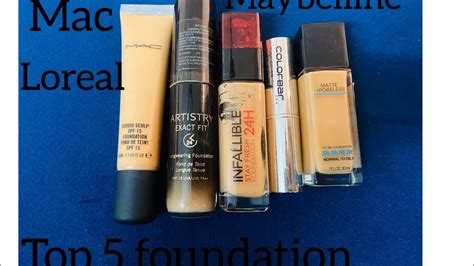 Top 5 foundation | MAC, LOREAL, ARTISTRY, MAYBELLINE,COLOURBAR | - YouTube