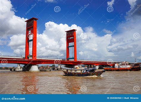 Ampera Bridge At Night, Palembang, Indonesia Royalty-Free Stock Photo ...