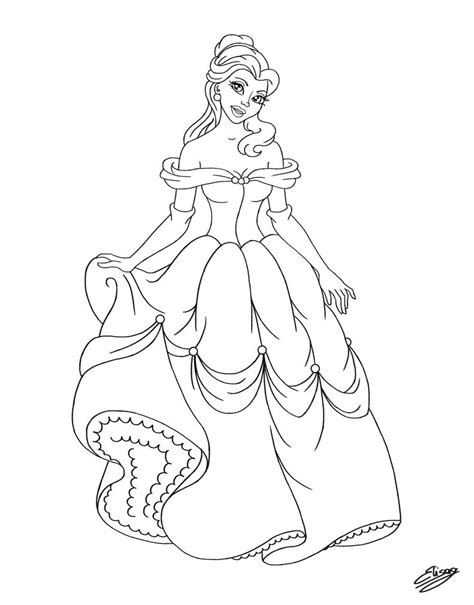 Disney Princess - Belle (Line Art) by ElyGraphic on DeviantArt