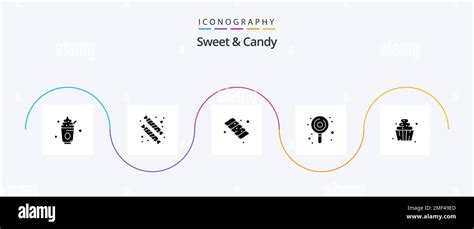 Sweet And Candy Glyph 5 Icon Pack Including soft serve. dessert ...