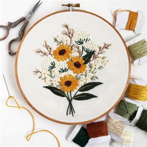 My embroidered wildflower bouquet : r/Embroidery