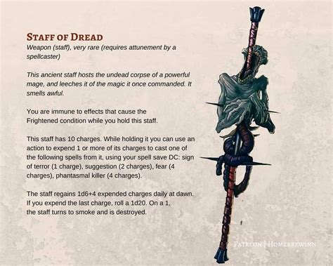 Staff of Dread : UnearthedArcana | Dnd dragons, Dungeons and dragons homebrew, Dnd 5e homebrew