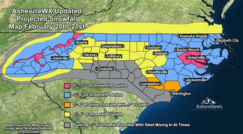 Updated Projected Snowfall Map For February 20th & 21st — AshevilleWX