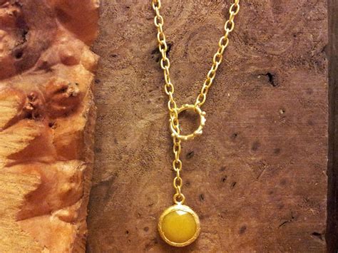 Yellow jade lariat necklace by Houndstooth and Nail | Lariat necklace ...