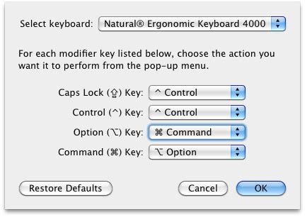 The Microsoft Natural Ergonomic Keyboard 4000 on OS X