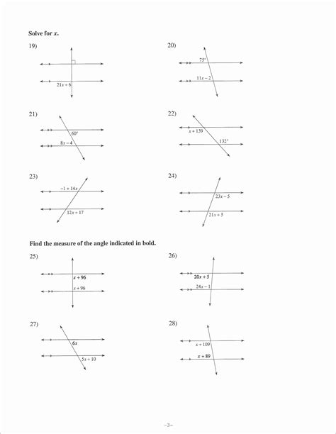 Angles Formed By A Transversal Worksheet