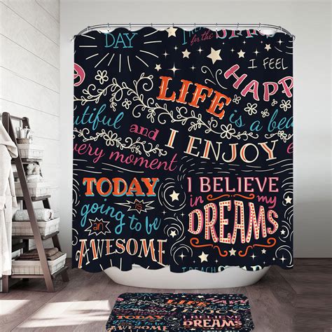 Positive Inspiring Quotes Shower Curtain – Shower of Curtains